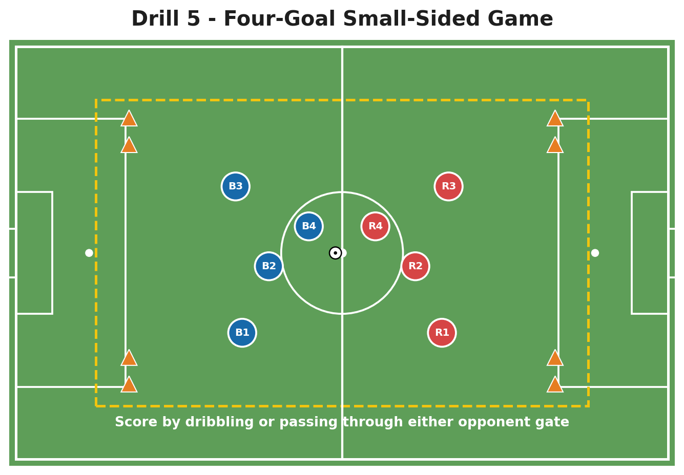 Four-Goal Small-Sided Game field setup diagram